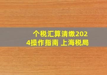 个税汇算清缴2024操作指南 上海税局